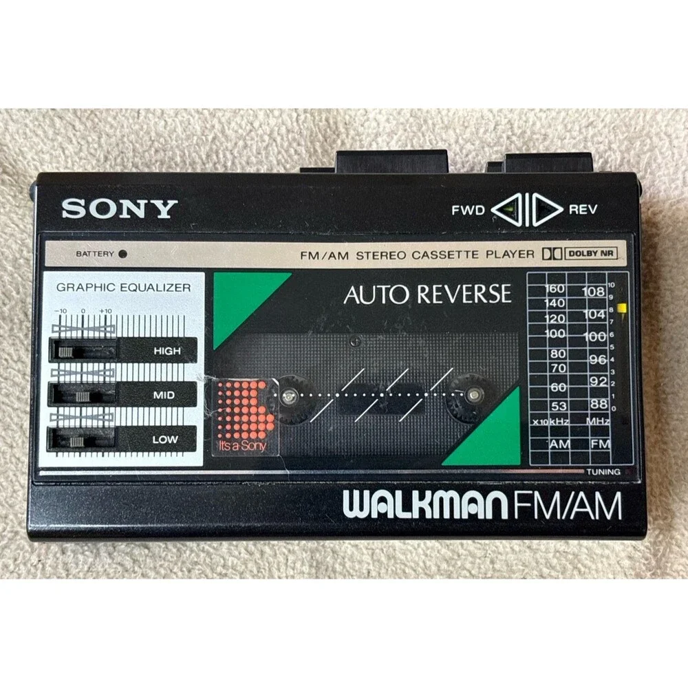 Sony Walkman WM-F18 Black Dual Band Auto-Reverse FM/AM Stereo Cassette Player
